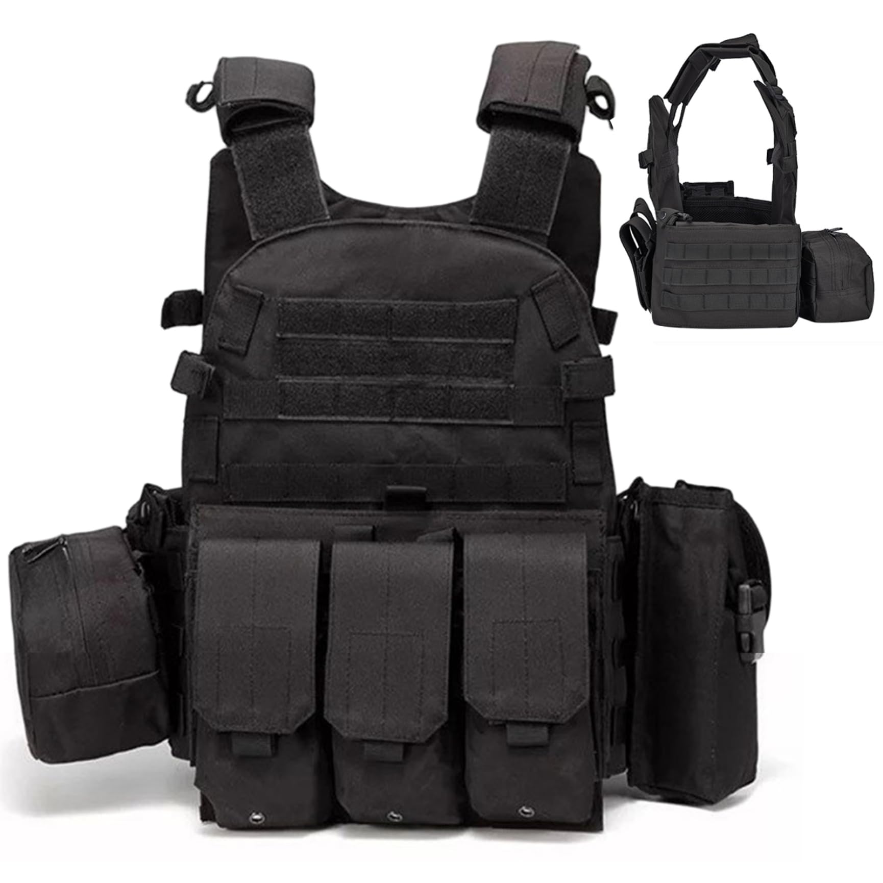 Chaleco Airsoft, portador de placa Molle multifuncional, Paintball transpirable ajustable para entrenamiento de guardias de seguridad, campo y exteriores — view 7