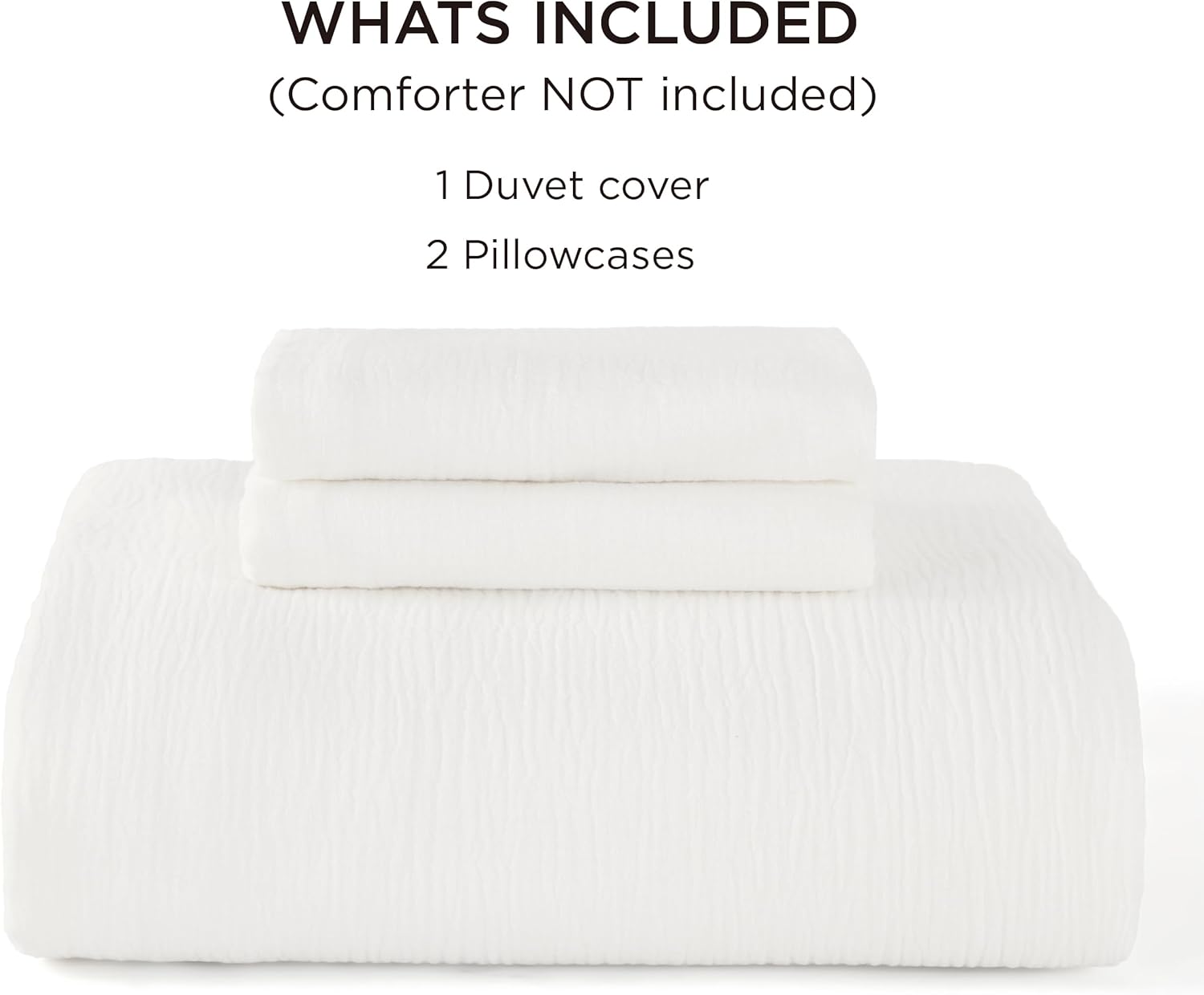Bedsure 100% Muslin Cotton Duvet Cover Queen Size - Ultra-Soft Gauze Duvet Cover, PureWoven Breathable & Lightweight Bedding Set with Button Closure and Corner Ties (White, Queen, 90"x90")