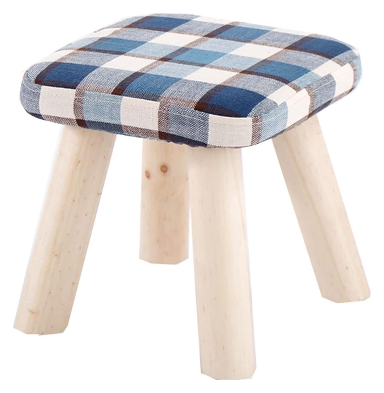 Tabouret repose-pieds ottoman en bois massif et tissu pour salon