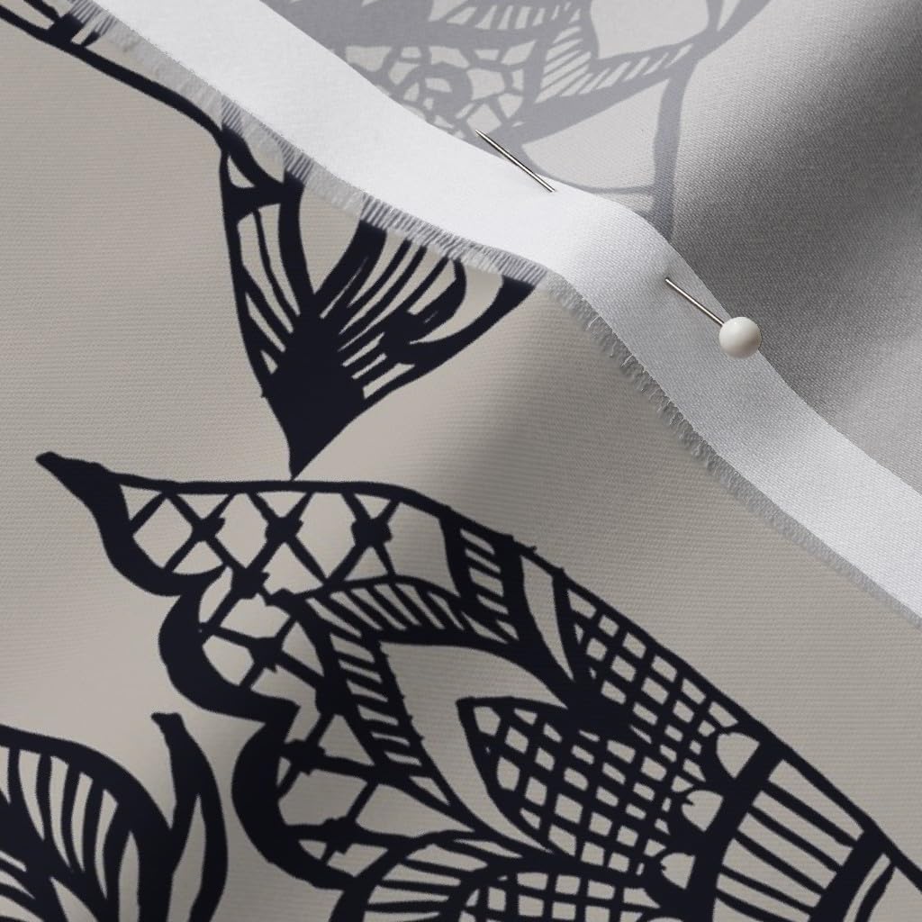 Spoonflower Fabric - Lace Birds Feminine Intricate Tattoos Printed on Organic Cotton Sateen Fabric by The Yard - Sewing Quilting Apparel Home Decor