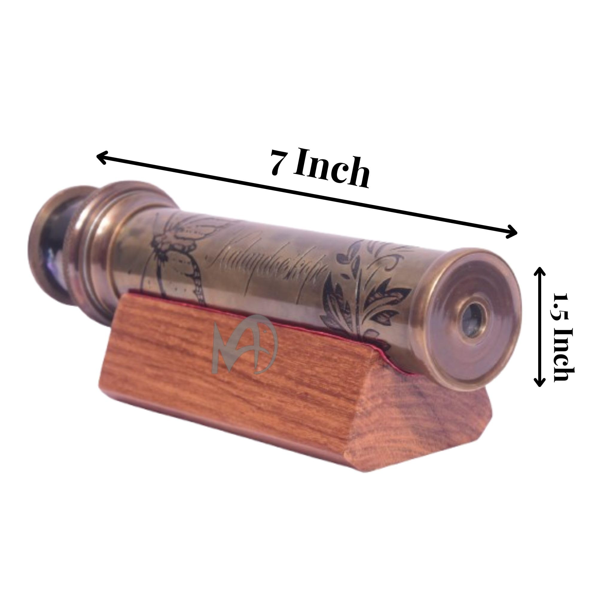 MA Kaléidoscope en laiton fabriqué à la main avec support en bois Instrument de science optique vintage – Outil d'apprentissage éducatif pour enfants et adultes – Cadeau de collection antique