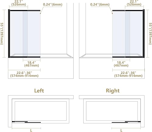 Miniatura 27 de Puerta de ducha para bañera de 30 x 55 x 55 pulgadas de alto, puerta de baño con sello inferior, puerta de cristal plegable y elevable, pantalla