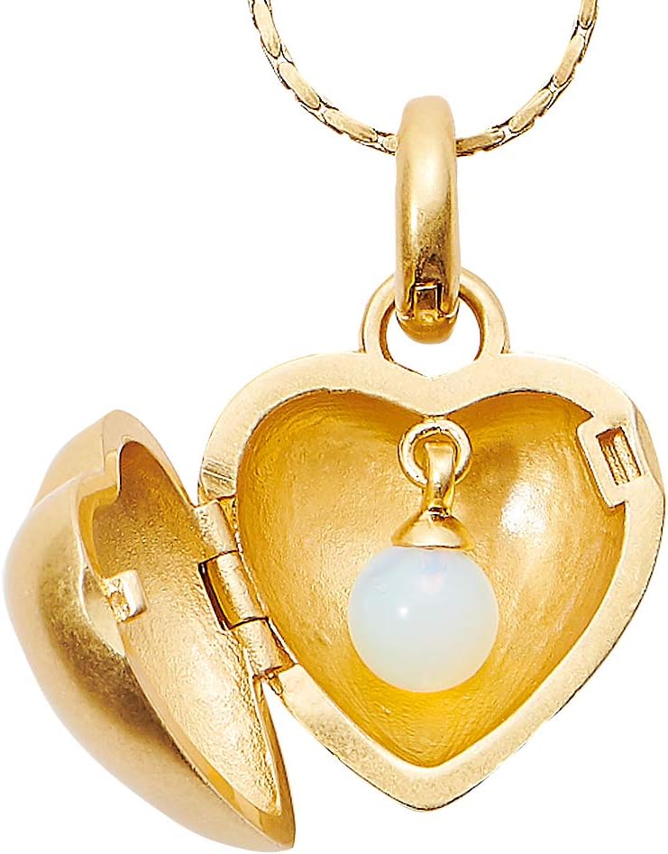 SENCE Copenhagen K722 Women's Necklace with Heart Pendant Medallion Gold – Secret Garden 2019 Series Jasmine Necklace Matt Gold Heart Pendant with Glass Pearl Gold-Plated 95 cm