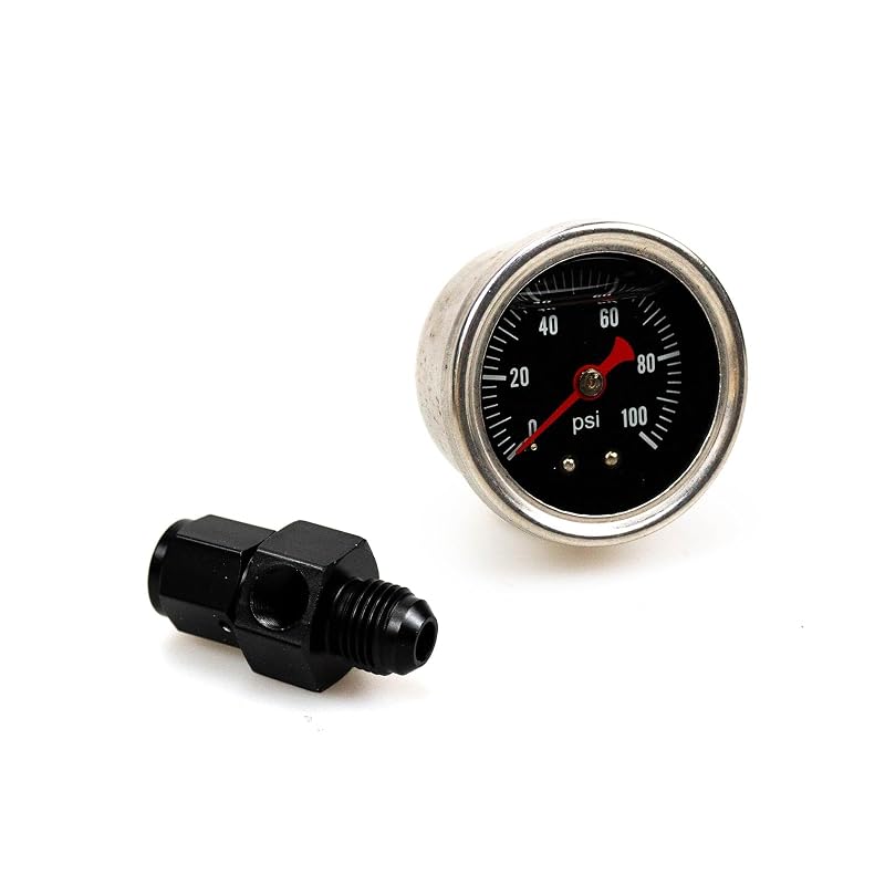 Manômetro de Pressão de Combustível 0–100 psi com Rosca 1/8 NPT e Adaptador 6AN zuylikxy ZY13-4