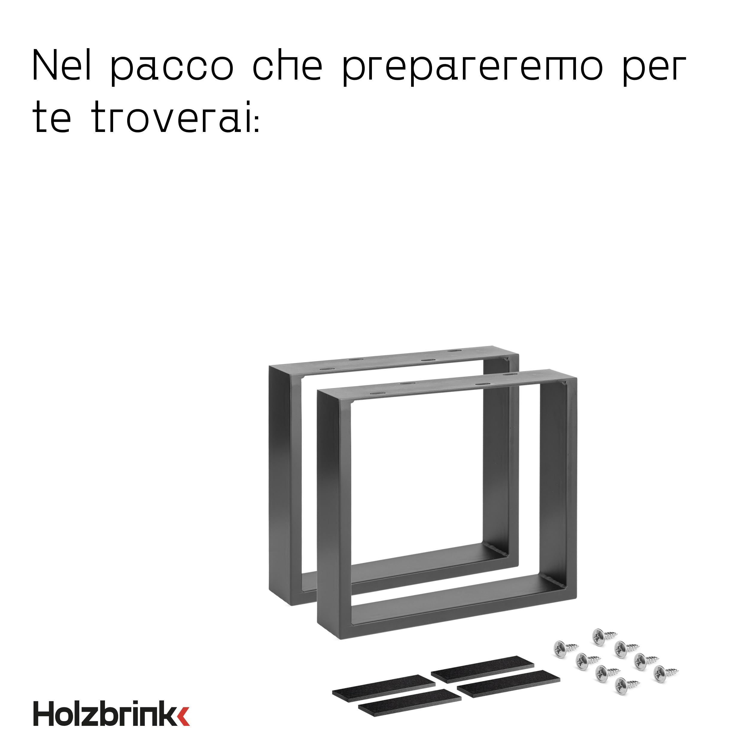 Holzbrink Gambe per tavolo in metallo Nero | Gambe per tavolo / struttura per tavolo,tavolino, tavolo da pranzo, scrivania, panca | set di 2 gambe 40 x 43 cm