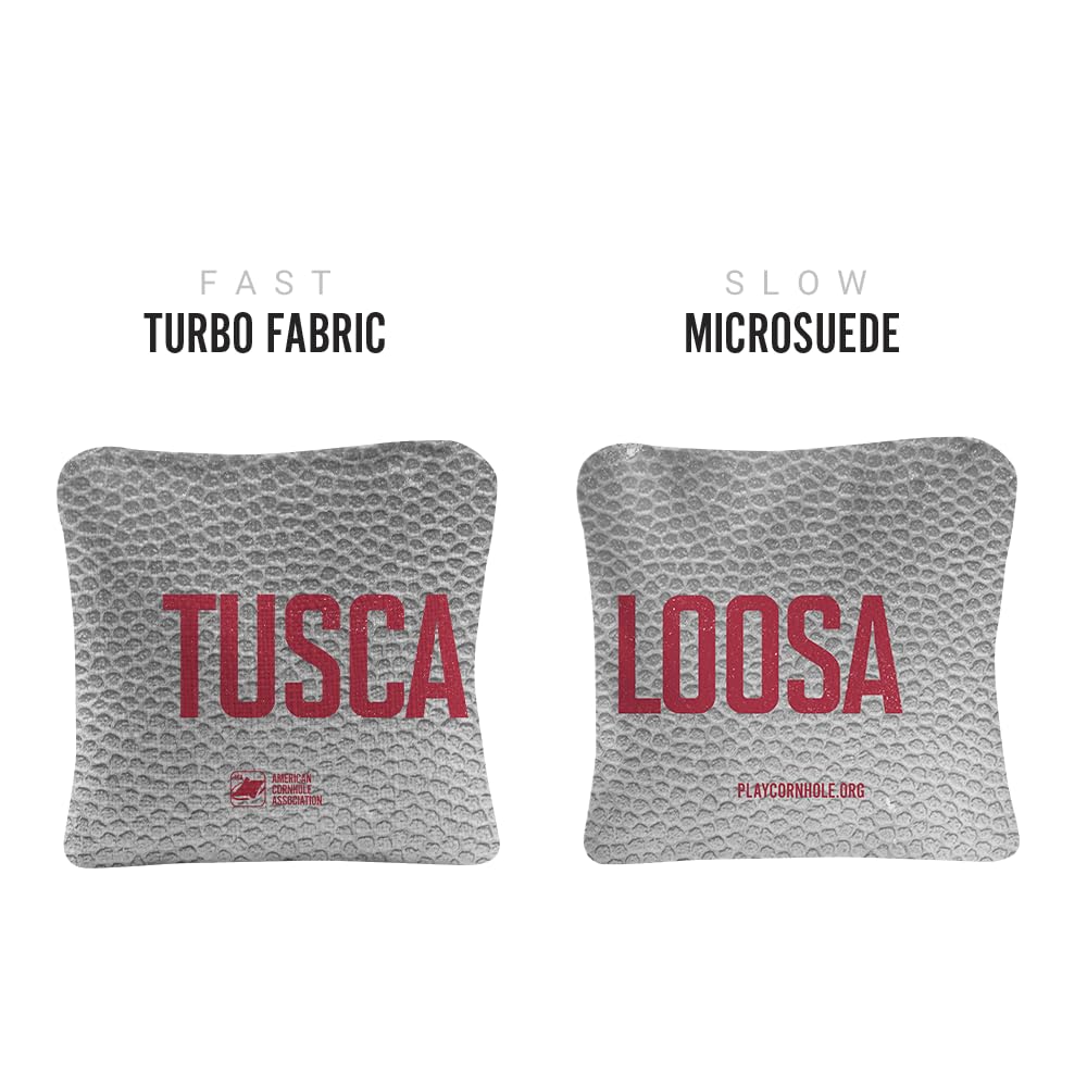 ACA Synergy Pro Dual Sided Cornhole Bags | Tuscaloosa Gray Design | Set of (4) All-Weather Resin Filled Stick & Slide Corn Hole Bags