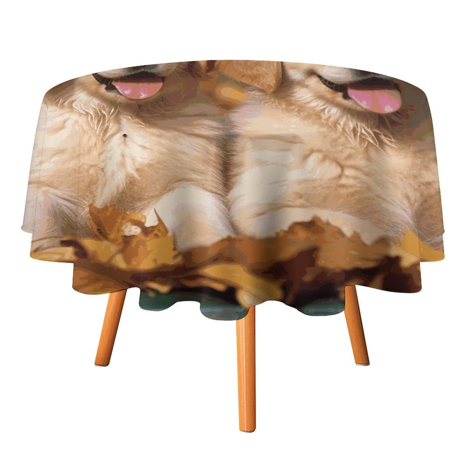Fekiloot Style Golden Retriever Dogs Puppies Pets Round Tablecloth - Heavy Duty And Washable,Polyester Decorative Fabric Table Cover,Tablecloths For Kitchen Dining, Wedding, Birthday Party70x70in