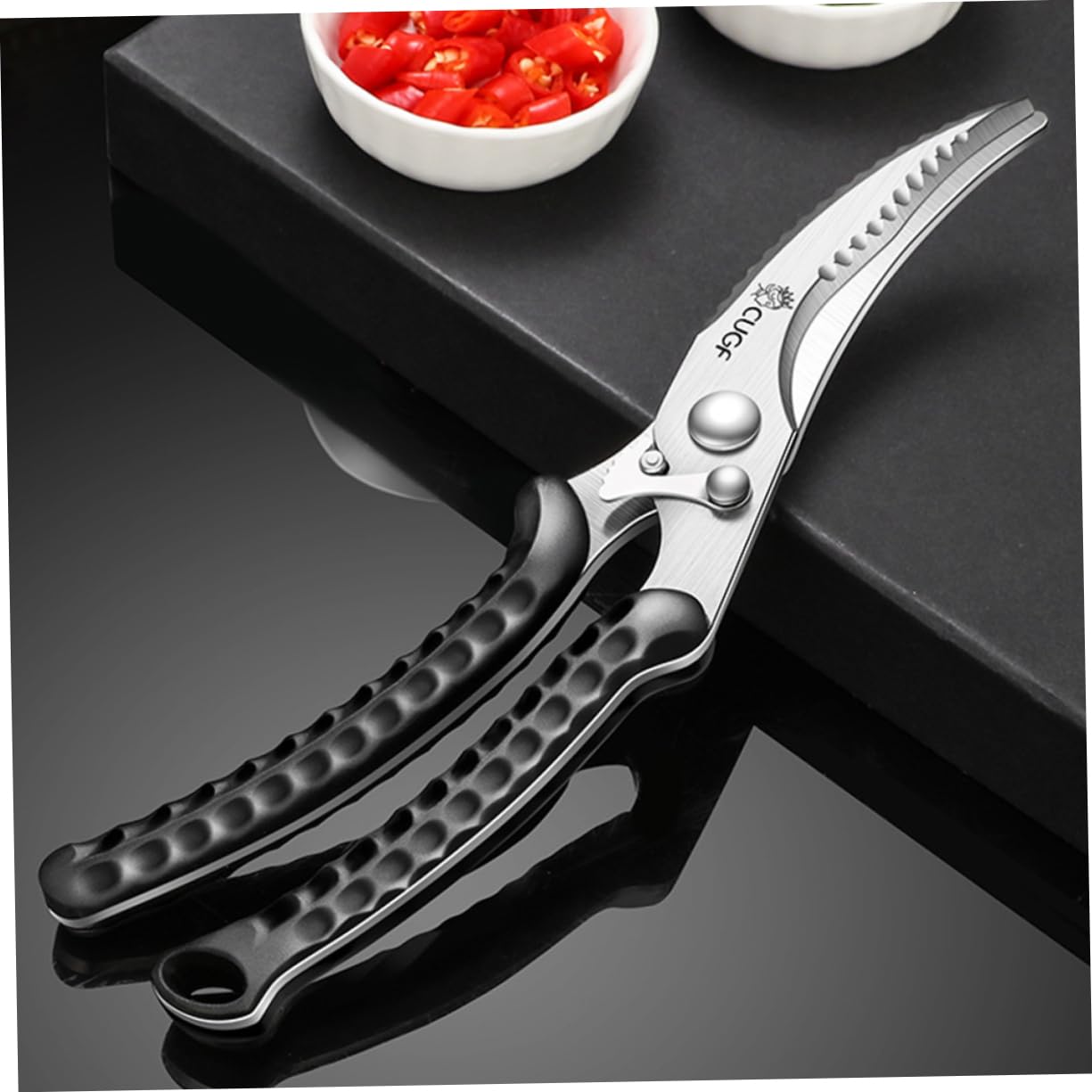 SOLUSTRE Stainless Steel Poultry Shears Heavy Duty Kitchen Scissors for Cutting Bone Fish and Chicken Handle Easy to Clean for Butchering and Bbq Activities