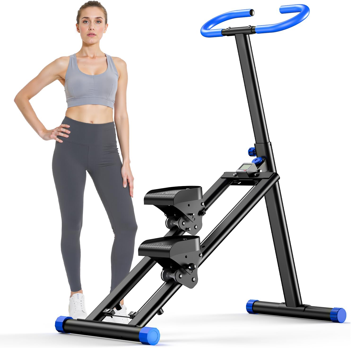 OWLSKY Stair Stepper for Home, Vertical Climber Exercise Machine with Stable Triangular Frame, LCD Monitor, Smooth & Quiet Motion, Full Body Workout Equipment, Supports 330 LBS Black