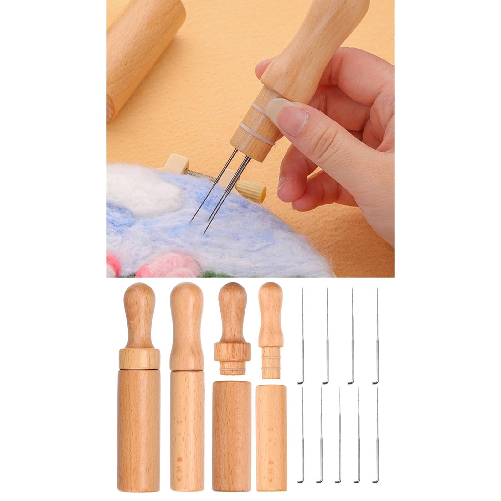 Felting Needle Handle with Felting Needle Embroidery Punching Tool Multiple Needle Felting Handle Wool Felting Supplies