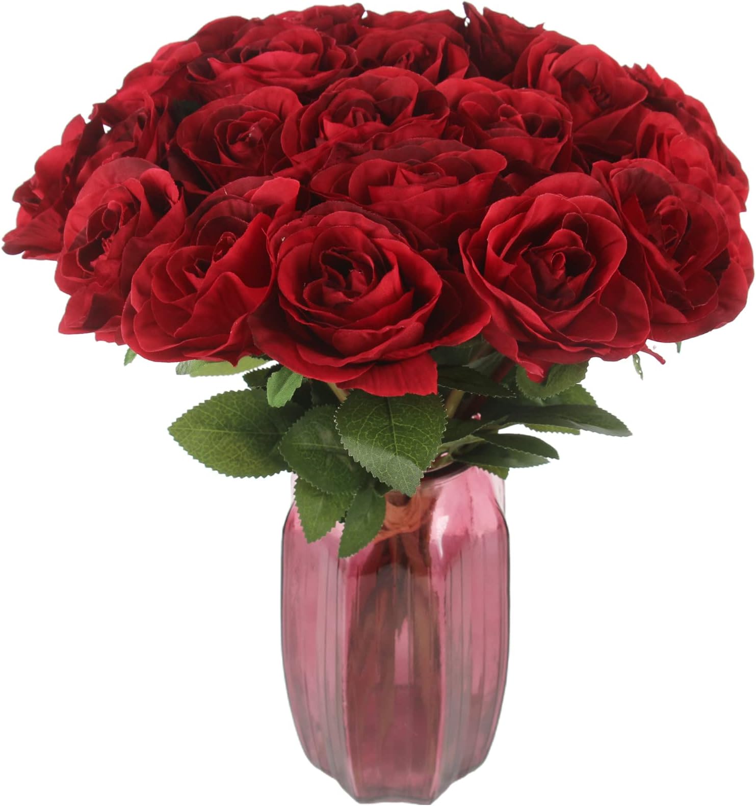 TinsowArtificial Roses Flowers with 24 Heads for Flower Arrangement, Silk Rose Bouquet for Home Decoration, Faux Roses for Parties and Wedding Decoration (24, Red)
