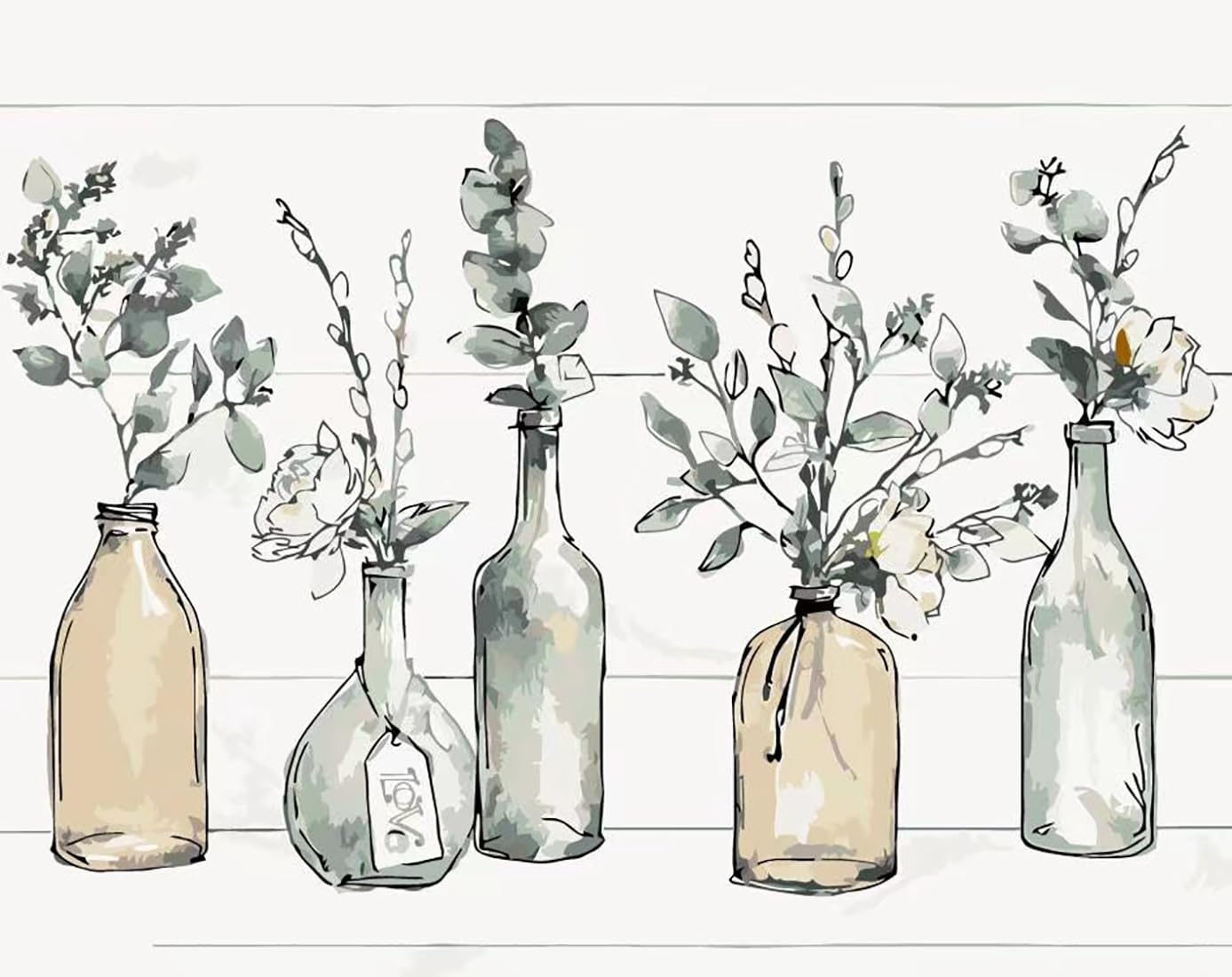 SOTYIOO Paint by Numbers for Adults, Flowers Paint by Numbers for Adults Beginner Drawing Paintwork with Paintbrushes On Canvas Wrinkle-Free Canvas Acrylic Pigment Oil Paint 16x20inch