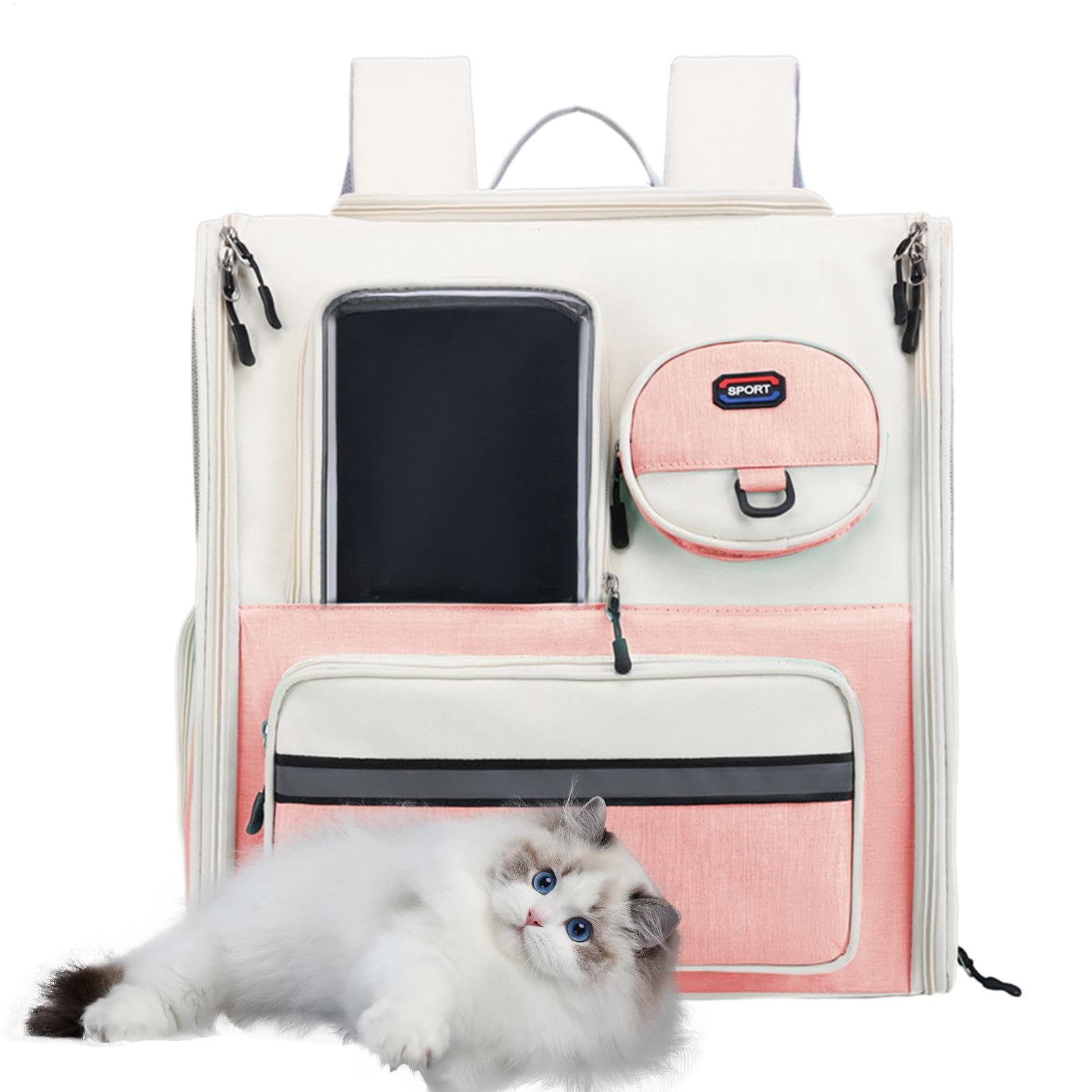 Katzenrucksack Faltbar, für kleine und mittelgroße Kitten und Welpen