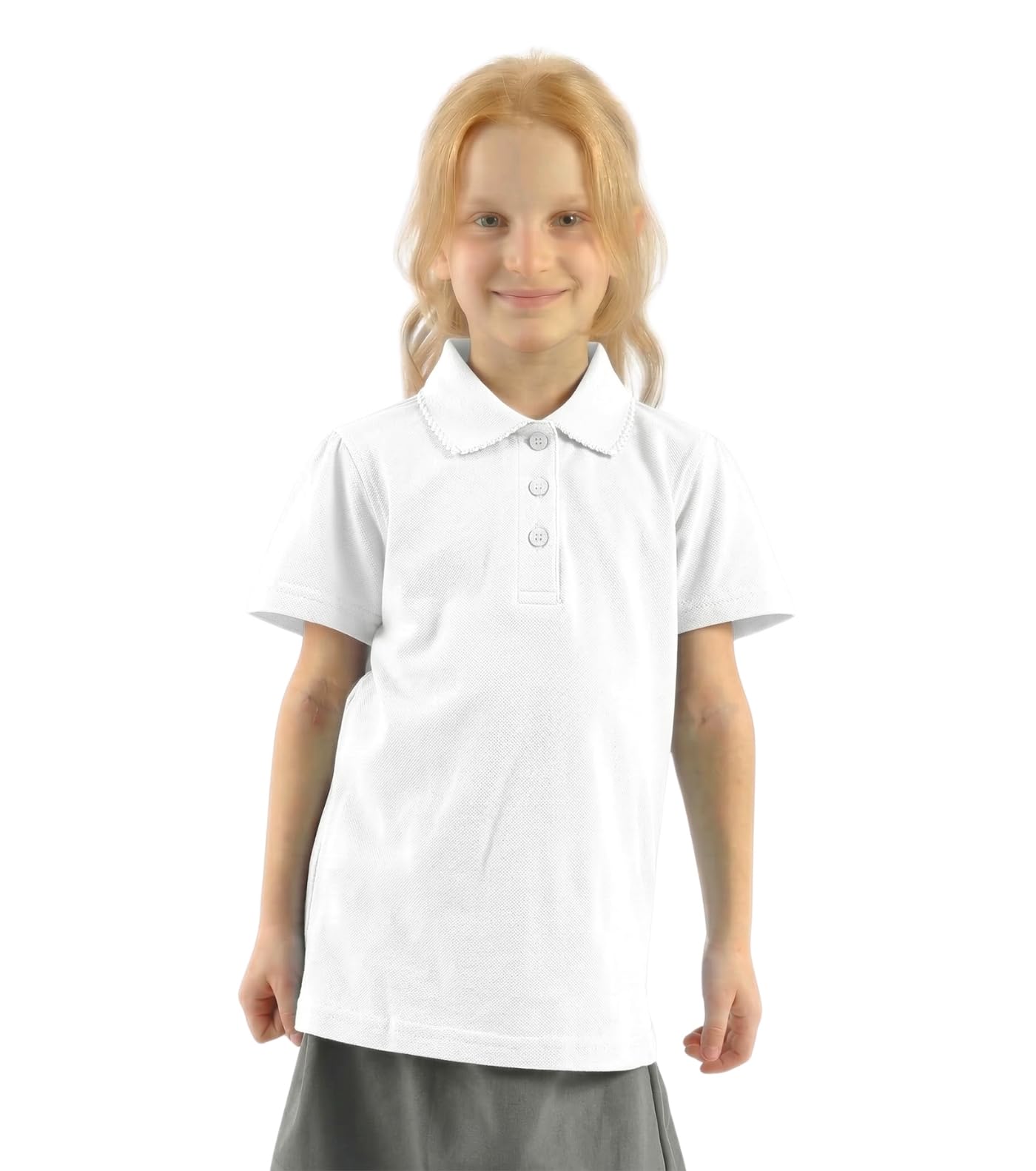 GW CLASSYOUTFIT® Lot de 2 t-shirts polos unis pour filles (lot de 2) - Pour l'école et le sport