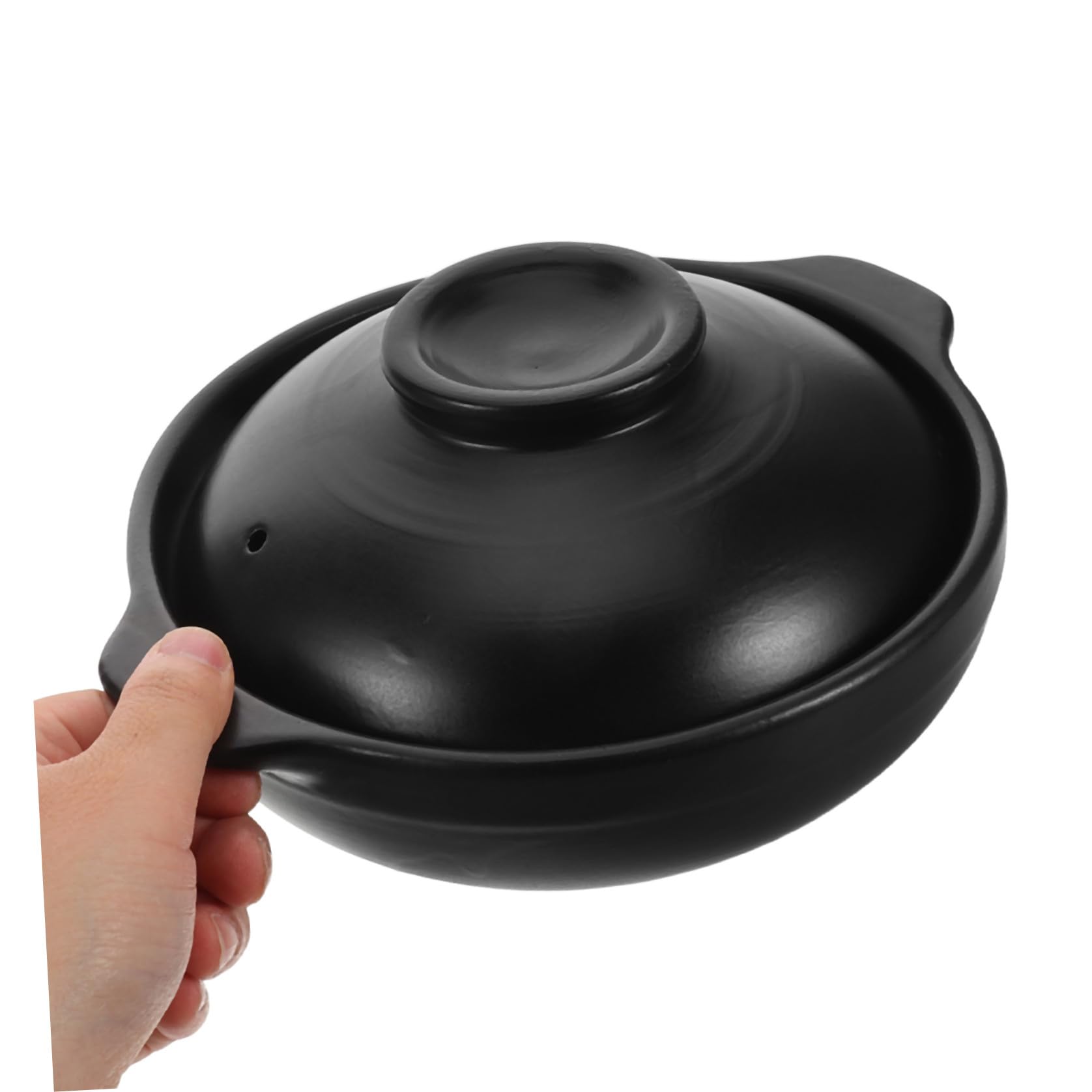 NOLITOY Olla de barro coreana con tapa resistente al calor para cocina y restaurante cazuela de terracota para arroz guisos y comida tradicional fácil de limpiar y portátil 600ml