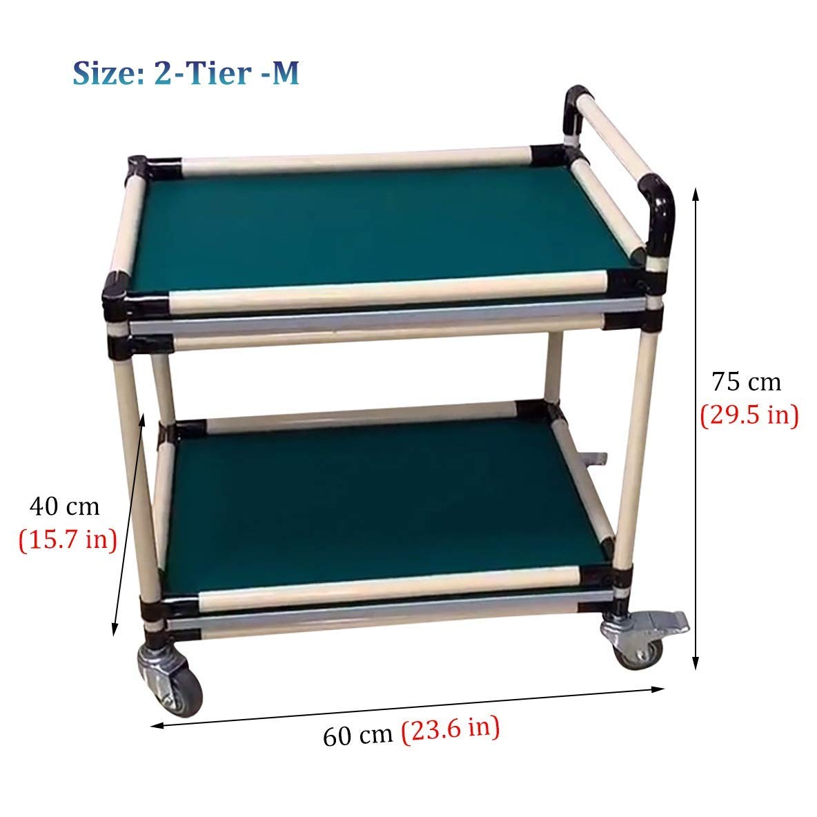Carro de servicio portátil de 2 niveles con asa, carrito de Worhop rodante multifuncional para limpieza industrial y uso de fabricación