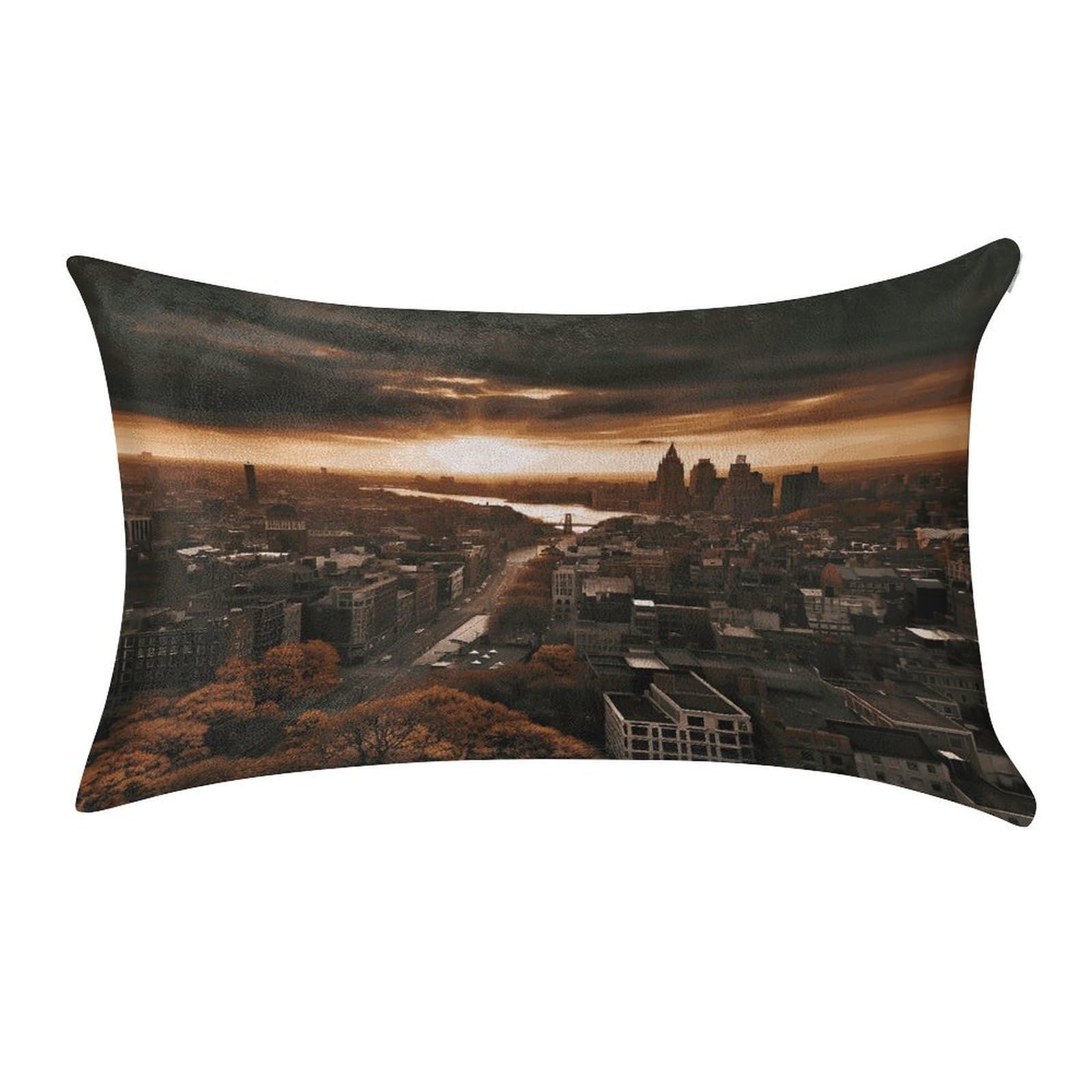 FekiLoot York City Sunset Picture Pillow Covers Luxury Velvet Oblong Pillowcases Rectangular Throw Pillows Case Decorative Velvet Cushion Covers Ultra Soft Lumbar Pillow Shells 12 X 20 in