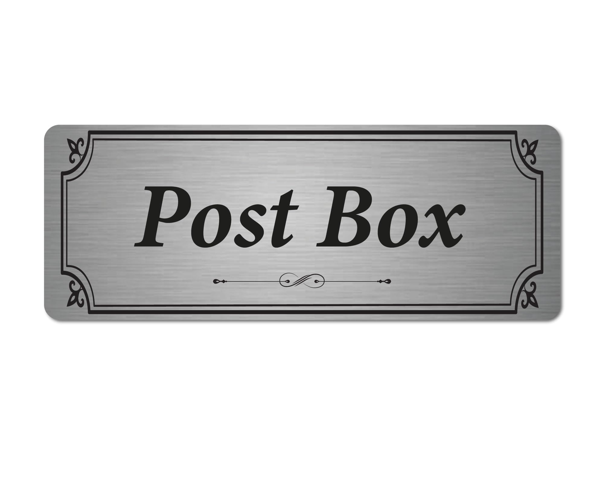 Brushed Silver Post Box Sign 20 x 7.5 cm | Adhesive Aluminium Plaque for Home, Garden & Letterbox
