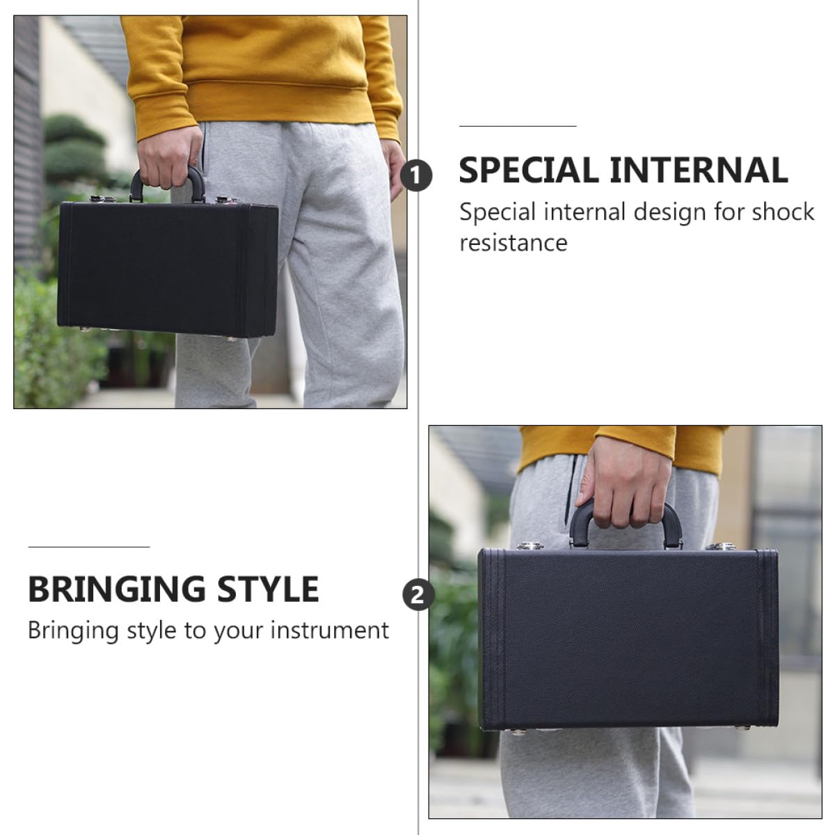 Étui Rigide en Cuir Rembourré pour Clarinette Boîte de Transport Résistante aux Chocs Taille Accessoire de Protection pour Musicien Housse de Remplacement Pratique