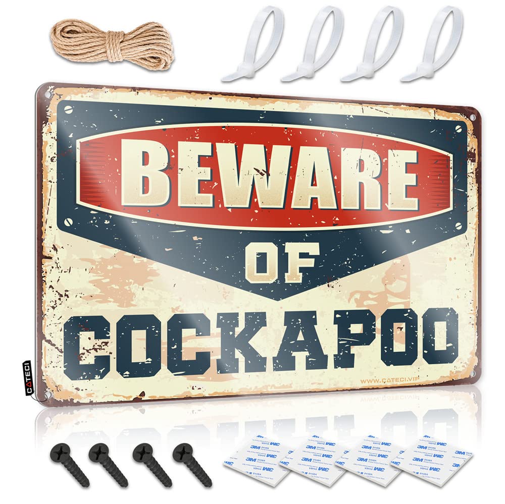 STWNVOITV Tinsign Decor Beware Of Cockapoo Sign Warning Signs For Bedroom Outdoor Tin Sign(20X30CM)