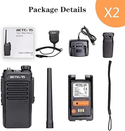 Miniatura 7 de Retevis Radios RT47V MURS, radios de 2 vías con micrófono de hombro, Walkie Talkies impermeables IP67, recargable, walkie talkie para caza,