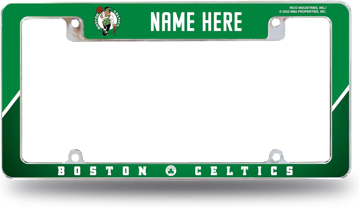 Rico Industries NBA Basketball Boston Celtics Personalized/Custom 12" x 6" Chrome All Over Automotive License Plate Frame for Car/Truck/SUV