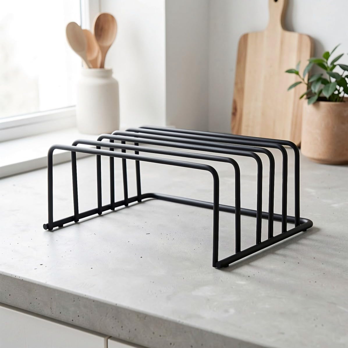 3pcs Metal Cutting Board Holder Iron Rack 7.5x5.5x3.6 Black