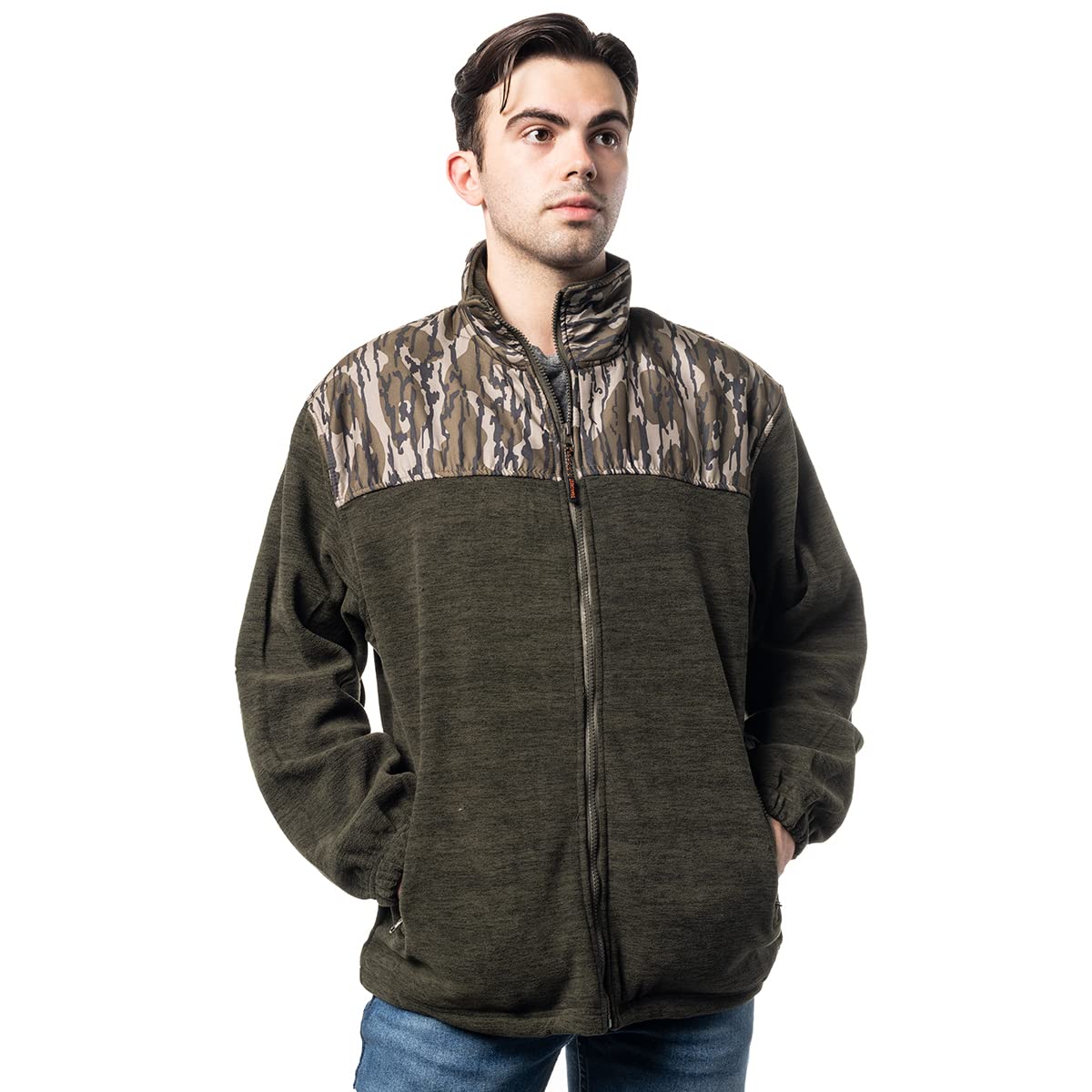 TrailCrest Men's C-Max Full Zip Polar Fleece Jacket, Mossy Oak Camo Patterns