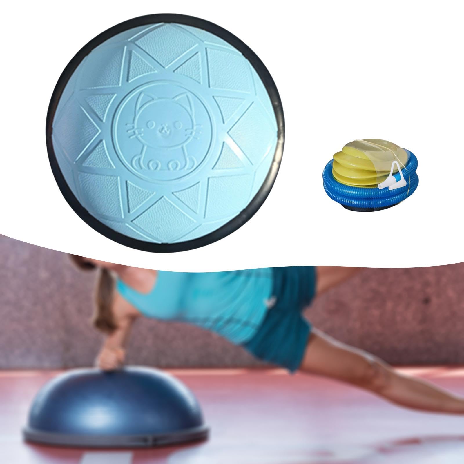 Milageto Halber Gymnastikball, 46 cm Durchmesser, rutschfest, vielseitig, tragbar, Stabilitätsball für Heim-Fitnessstudio, Kniebeugen
