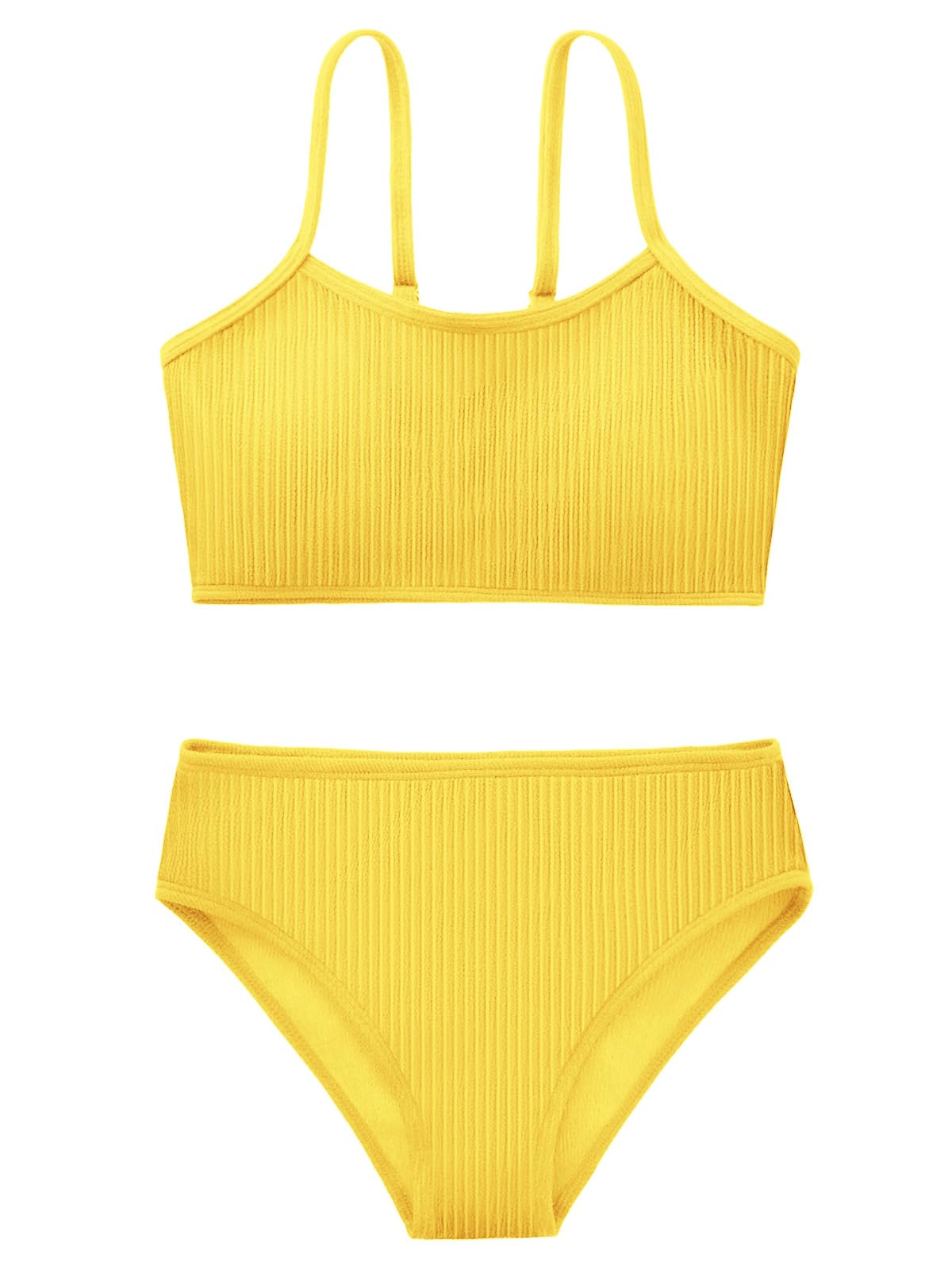 URMAGIC Traje de baño de 2 piezas para niña, con correa de espaguetis sólida, conjuntos de bikini para la playa, para adolescentes y niños
