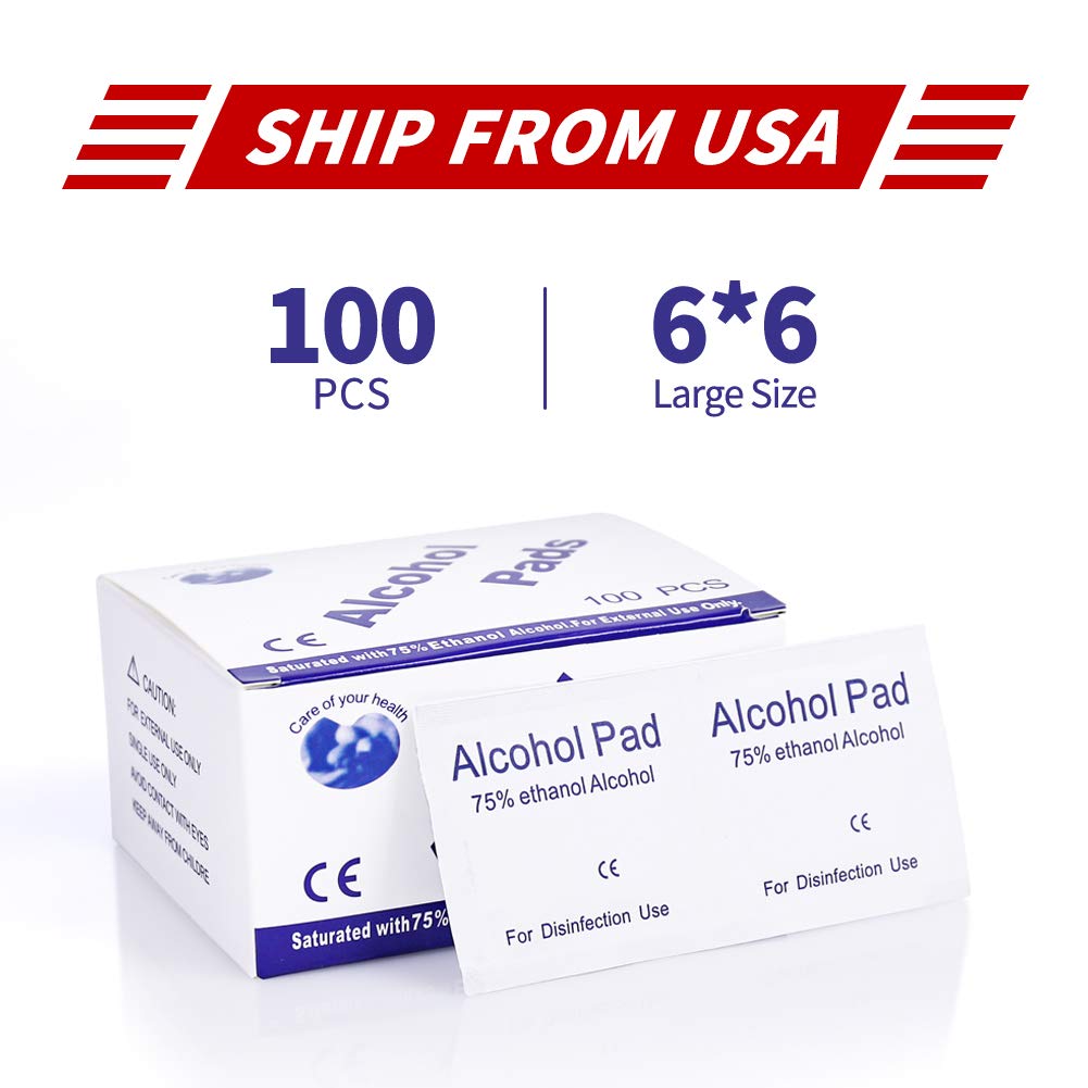 75% Alcohol Disinfectant Cotton Slices, 100 Pcs Sterile Alcohol Prep Pads Gauze Pads Individually Wrapped Swap Pad Wet Wipe for Outdoor Skin Cleaning Care, 6x6 cm