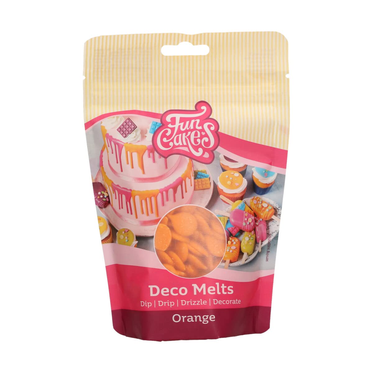 FunCakes Deco Melts Orange - Trempez, coulez, arrosez et décorez ! Faire fondre brièvement au micro-​ondes ou au bain-​marie , 250 g