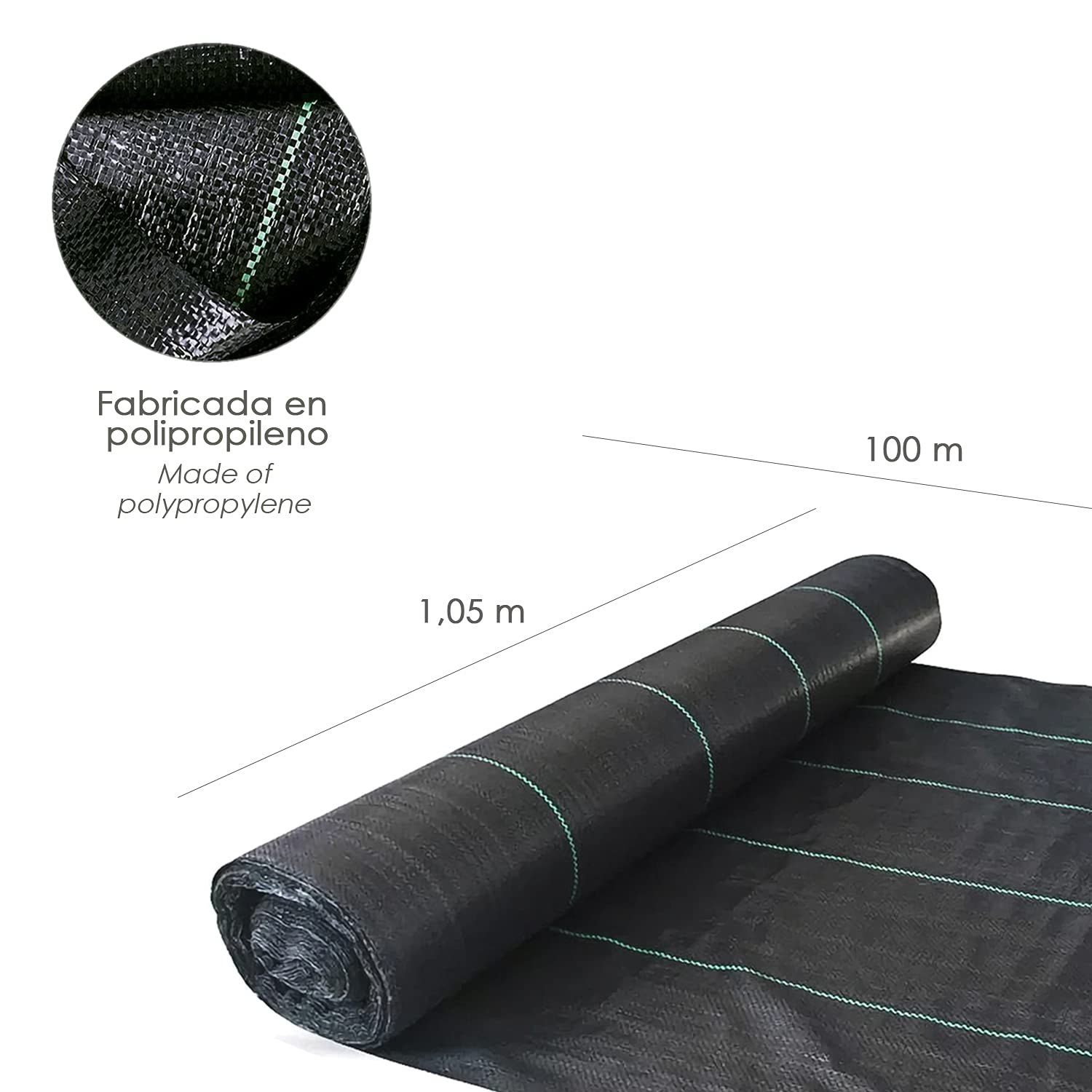 SATURNIA - Malla Antihierbas (Rollo 1,05x10 Metros) Malla Anti Maleza, Malla Geotextil Jardin, Tela Anti Hierbas Jardin,