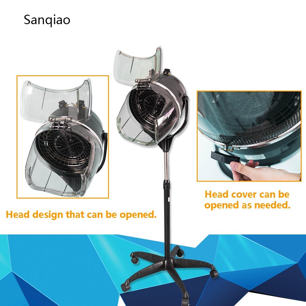 Casque Chauffant Professionnel sur pied, Casque Sèche-Cheveux avec Minuterie pour salon de Coiffure, Hauteur et Température Réglables, Noir & 950 W