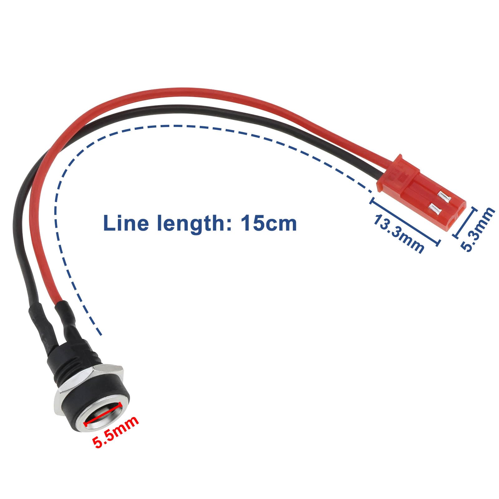 2 puertos de carga para scooter eléctrico de 2 pines, longitud de cable coaxial de 15 cm, conector coaxial de 5,5 mm de diámetro exterior de 2,5 mm de diámetro interior, compatible con