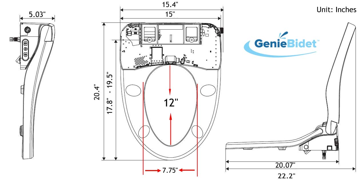 Genie Bidet Electric Heated Bidet Smart Toilet Seat Unlimited Warm