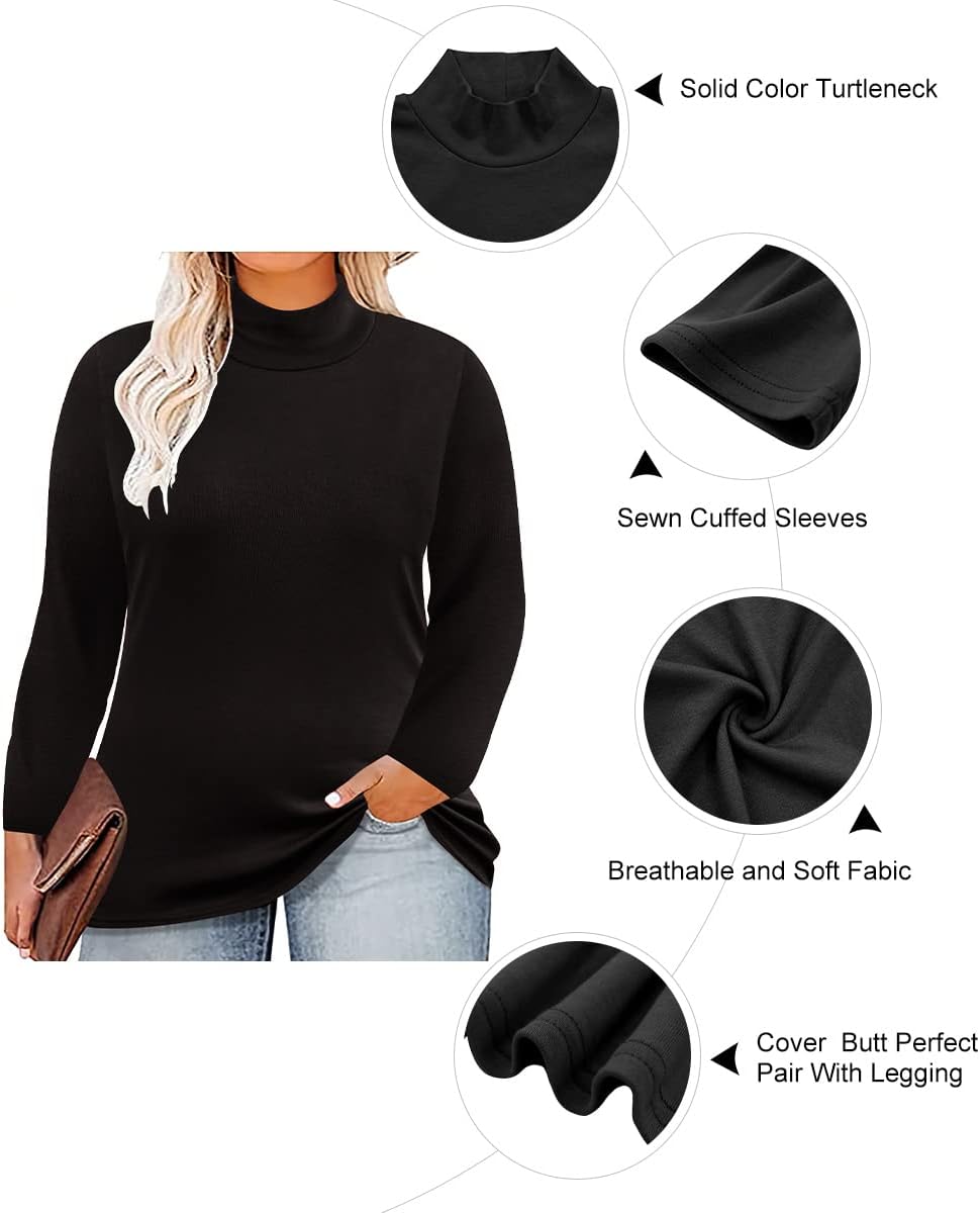 RITERA Womens Plus Size Tops Turtleneck Long Sleeve Mock Neck Shirts Fall Winter Tunics Base Layer XL-6XL - Image 6