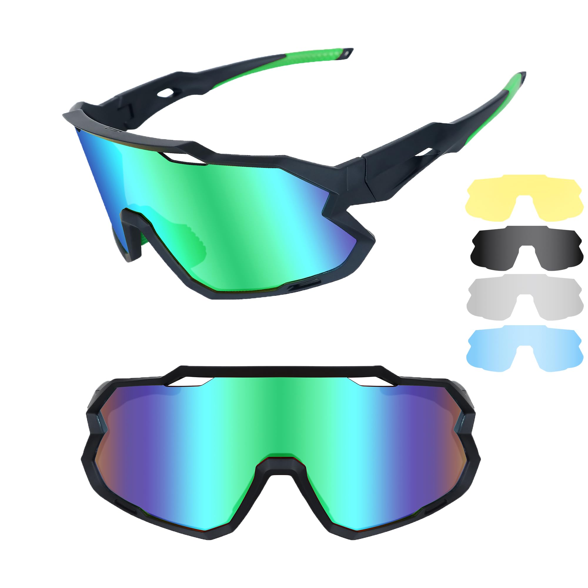 Vipers Polarized Sports Sunglasses for Men &amp; Women with 4 Lenses UV400, Lightweight, Cycling Glasses for Running Fishing Bike