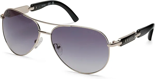 GUESS Factory Women's Metal Sunglasses Pilot, Gold/Gradient Smoke, 60mm