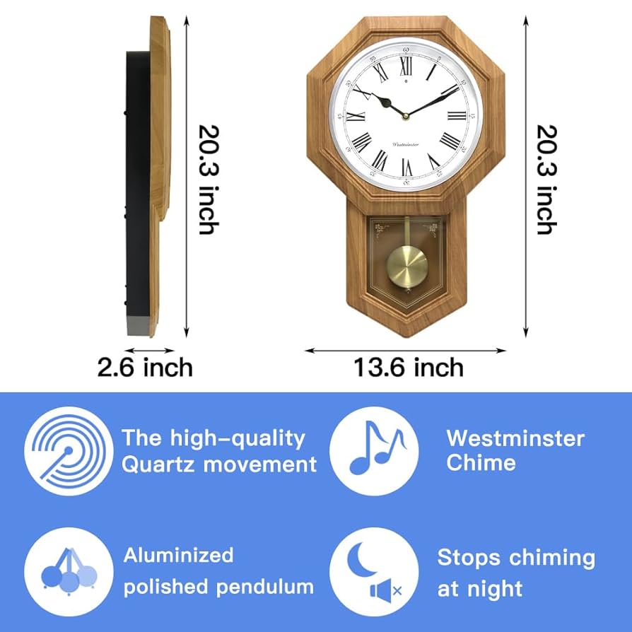 WESTMINSTER CD40枚組 Amazon.com: BESTIME 66236A Plastic Pendulum Clock Wood Grain