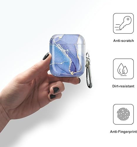 Miniatura 4 de JIAXIUFEN Funda compatible con AirPods con purpurina dorada, diseño de mármol, lindo protector completo de silicona TPU para mujeres y niñas, funda