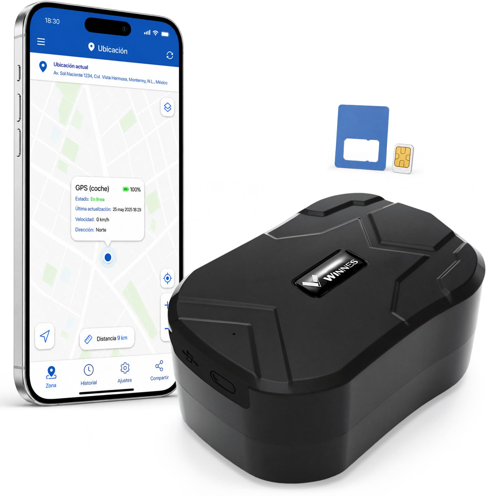 Localizador GPS para Coche con Imán, 200 dÃas en Espera, Seguimiento en Tiempo Real, Historial de Rutas y Alarmas Antirrobo, Rastreador de VehÃculos sin Suscripción, GPS Tracker para Moto Camión