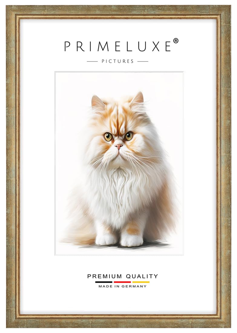 PrimeLuxe Cornice portafoto in legno massiccio, realizzata su misura, 80 x 100 cm, in oro turchese, dimensioni a scelta, con vetro acrilico antiriflesso, cornice per poster, puzzle, collage