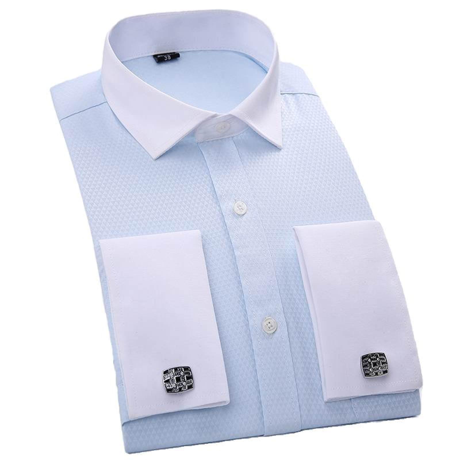 Men Dress Shirts,Classic Non-Ironing White-Collar Blue Jacquard Cuff  Buttons Men'S Shirt Business Wear,Fashion Standard-Fit Long Sleeve Slim Fit  Button Down Shirts For Wedding Party,Purple,Xl : Amazon.ie: Fashion