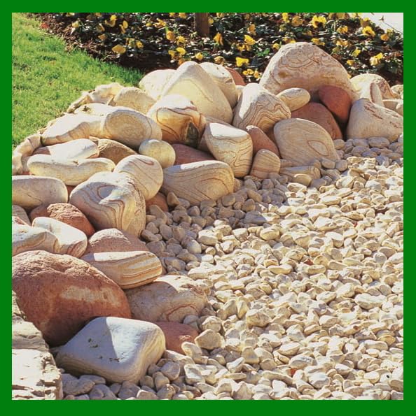 Decomadeinitaly Galet pour jardin jaune Mori Mis. 40/60 - Sac de 25 kg - Pierre décorative