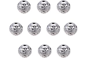 PH PandaHall 8mm Round Spacers Beads, 60pcs Tibetan Alloy Metal Charms Beads for Jewelry Making