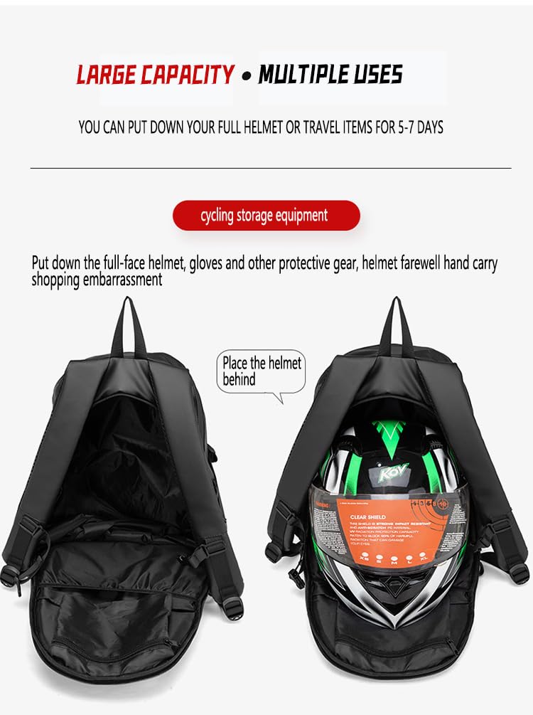 Motorrad-Rucksack, reflektierende Motorradhelmtasche, Rucksack für Herren und Damen, große Kapazität, wasserdicht, Reiserucksack, Schultertasche