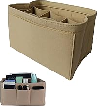 ABSOK Felt Organisateur de Sacs à Main，Organisateur de Sac à Main pour Femmes, Sac de Rangement Intérieur Bag in Bag pour cosmétiques, Portefeuille, Parfum, Téléphone, Clés (Beige)