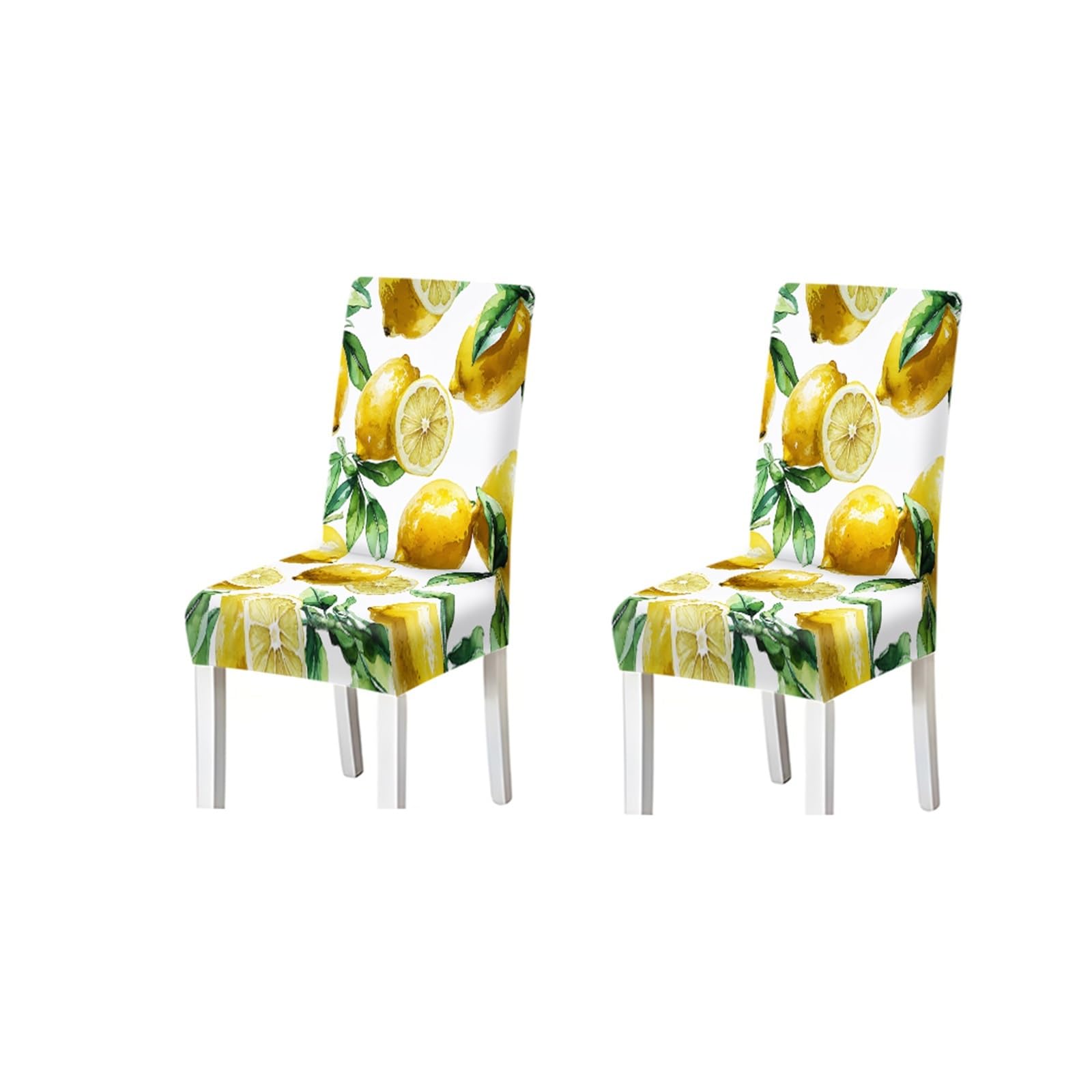 FZJKGH Watercolor Lemon Fruit Pattern Print Dining Chair Covers Set Of 2/4/6, Stretch Slipcovers For Kitchen Dining Room Removable Stretch Slipcovers for Dining Chairs(2PCS Chair cover)