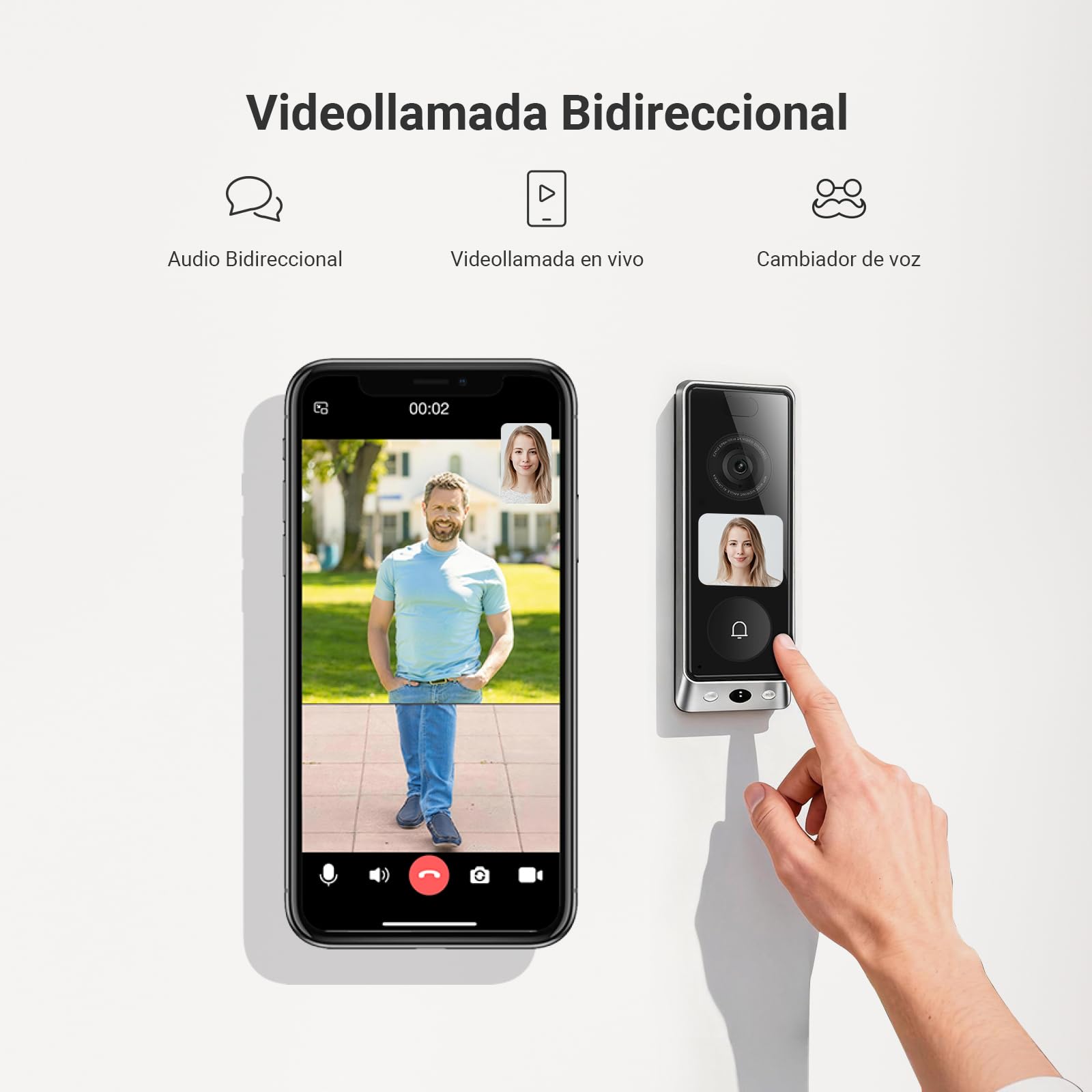 EZVIZ 6MP+2MP EP8 Ultra Timbre Inalámbrico Exterior Impermeable con Chime | Pantalla Interactiva con Videollamada, Detecta Persona/Paquete, Pre-Roll, 2 Baterías Recargables, 32GB eMMc Interno, Wi-Fi 6